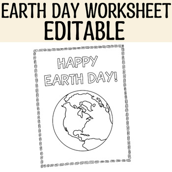 Preview of Printable Earth Day Coloring Page, Earth Day Coloring Page Activity, Editable
