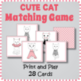 Printable Cute Cat Theme Memory Matching Card Game