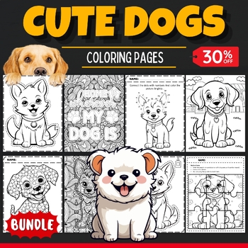 Preview of Dog Puppy Pet Animals Coloring Pages sheets - Fun Dogs Lovers Activities BUNDLE