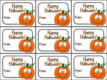 Printable Cute Halloween Gift Tag (Happy Halloween) TPT