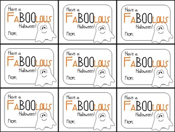 Preview of Printable Cute Halloween Gift Tag (Have a FaBOOlous--fabulous--Halloween)