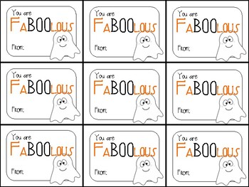 Preview of Printable Cute Halloween Gift Tag (You are FaBOOlous--fabulous)