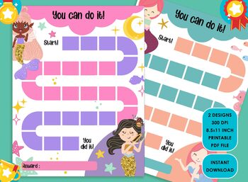 Preview of Printable Cute Mermaid Reward Chart for Kids, a Way of Guiding Children Towards