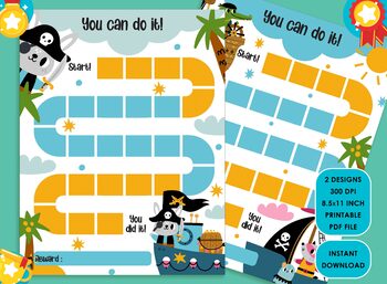 Preview of Printable Cute Pirate Reward Chart for Kids, a Way of Guiding Children Towards..