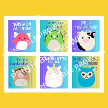 Preview of Printable Cute Plushies French Valentine Cards - Cartes imprimables de la Saint-