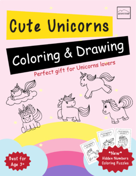 Preview of Printable Cute Unicorns Coloring Book & Drawing for Kids, coloring page, Unicorn