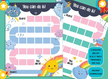 Preview of Printable Cute Weather Reward Chart, Cute Weather Emoticons, Funny Weather