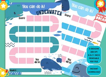 Preview of Printable Cute Whale Reward Chart for Kids, a Way of Guiding Children Towards...