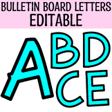Printable Cyan Bulletin Board Large Alphabet Letters, Edit
