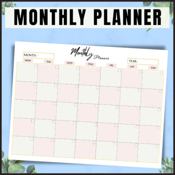 Printable Daily Planner Canva Template, Monthly Planner by Florid ...