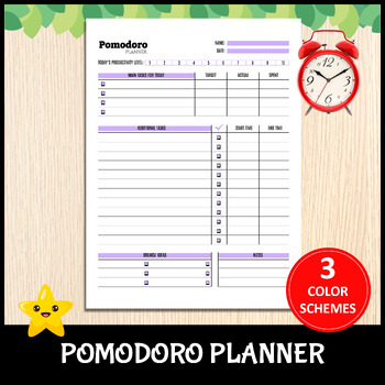 Preview of Printable Daily Pomodoro Planner | Pomodoro Timer | Study Session, Time Tracker