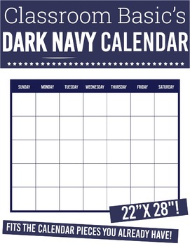 Preview of Printable Dark Navy Calendar (22"X28"!)