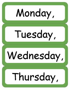 Preview of Printable Date Display Cards / Calendar/ Days of the Week