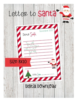 Printable Dear Santa Letter, Letter to Santa Writing Pages for Students