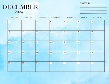 Preview of Printable December 2024 Calendar Template