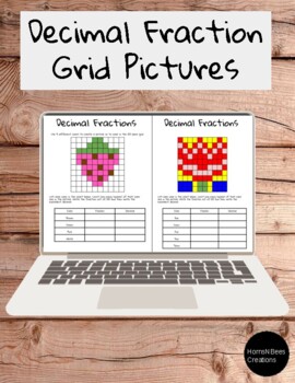 printable decimal fraction 10 x 10 grid pictures grade 3 5 tpt