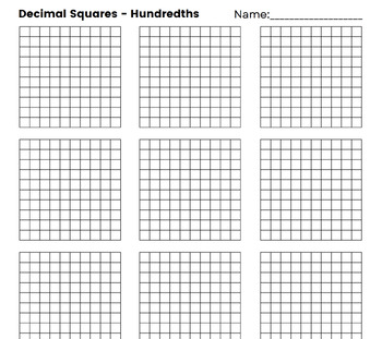 Printable Decimal Square Paper | Tenths & Hundredths FREE | TPT