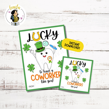 Preview of Printable Dentist St. Patrick's Day Tags | St. Paddy's Tooth Cards For Team