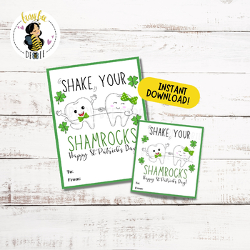 Preview of Printable Dentist St. Patricks Day Tags for Coworkers | Dentistry School