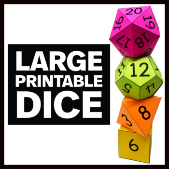 Preview of Printable Dice Templates - Blank Die Templates - 6, 8, 12, and 20 sided
