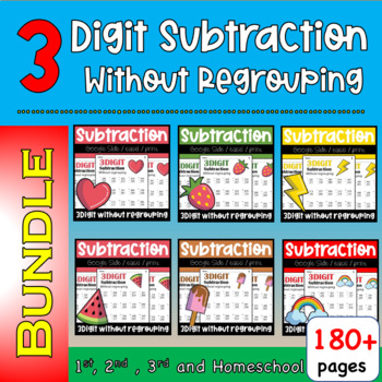 Preview of Printable & Digital 3 Digit Subtraction Without Regrouping Math Daily Practice