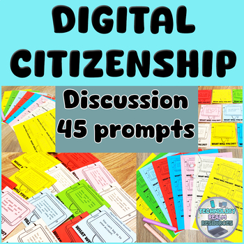 Preview of Printable Digital Citizenship Discussion Prompts Unplugged Technology Activity