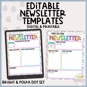 Preview of Printable & Digital Editable Newsletter Template | Distance Learning | Digital