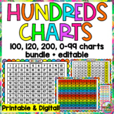 Printable Digital Hundreds Charts, 100 Chart, 120 Chart, 2