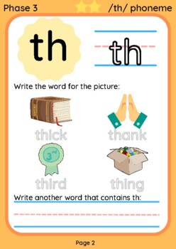 Printable Digital Phonics Worksheet - th digraph - /th/ Phoneme ...