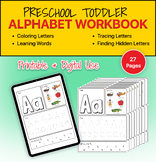 Printable & Digital Preschool Toddler Alphabet Worksheets 