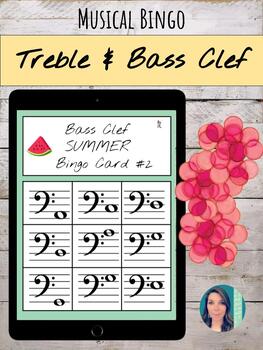 Preview of Printable & Digital Treble & Bass Clef Bingo Game | End of Year / Summer