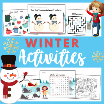 Preview of Printable & Digital Winter Activities: Spot the Differences, Coloring Pages, etc