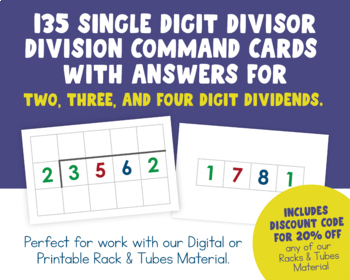 Preview of Division Command Cards | Montessori Math Task Cards with Answers