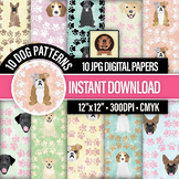 Dogs and Paw Prints Digital Paper - Printable Pet Scrapboo