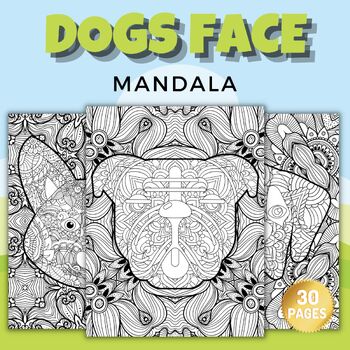Preview of Printable Dog Face Mandala Animals Coloring sheets - National Pet Day Activities