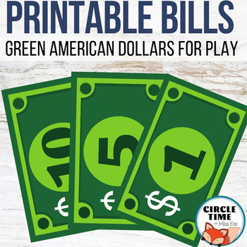 Preview of Printable Dollar Bills, Classroom Bucks Games, Printable Play Money Manipulative