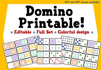 Preview of Printable Dominoes (Colourful Design) | Simple Design | PPT and PDF format