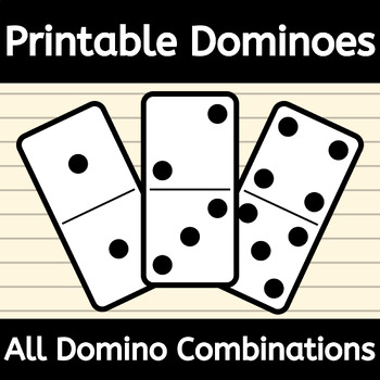Preview of Printable Dominoes - Domino Game Pieces, Dominos for Math, Addition, with Blank