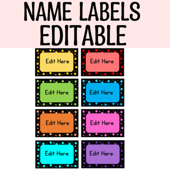 Preview of Printable Dots Name Labels, Editable Name Labels Templates, Cubbies Labels
