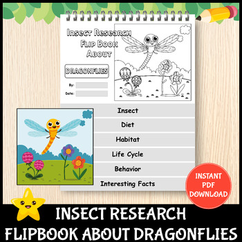 Preview of Printable Dragonfly Insect Research Flipbook | Bugs Life Cycle Report Worksheets