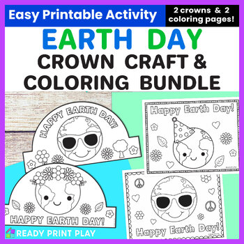 Preview of Printable Earth Day Hat Coloring Craft | Spring Science Headband Art Activity
