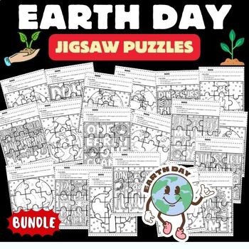 Preview of Earth day | Arbor day Jigsaw Puzzle Template - Earth Day Games Activities BUNDLE