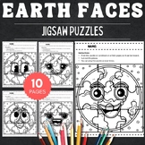 Printable Earth Faces Jigsaw Coloring puzzles - Fun Earth 
