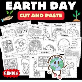 Preview of Printable Earth day Cut And Paste worksheets - Fun Arbor day | April Activities