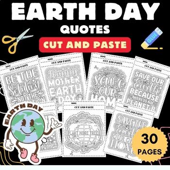 Preview of  Earth day Quotes Cut And Paste worksheets -Fun World Environment Day Activities