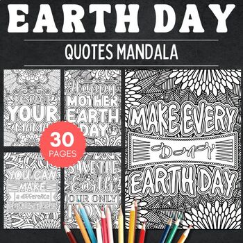 Preview of Printable Earth day Quotes mandala Coloring Pages - Fun Environment activities