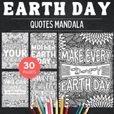 Printable Earth day Quotes mandala Coloring Pages - Fun En