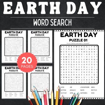 Preview of Printable Earth day Word Search Puzzles With Solutions - Environment Activities