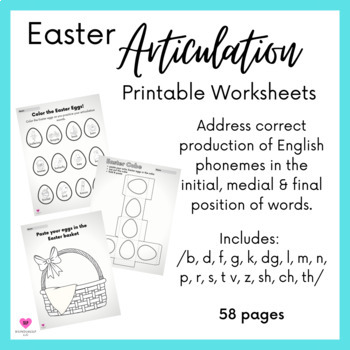 Preview of Easter Articulation Worksheets for Speech Therapy