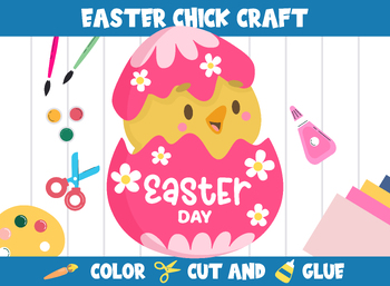 Preview of Printable Easter Chick Craft Activity - Color, Cut, and Glue for PreK to 2nd